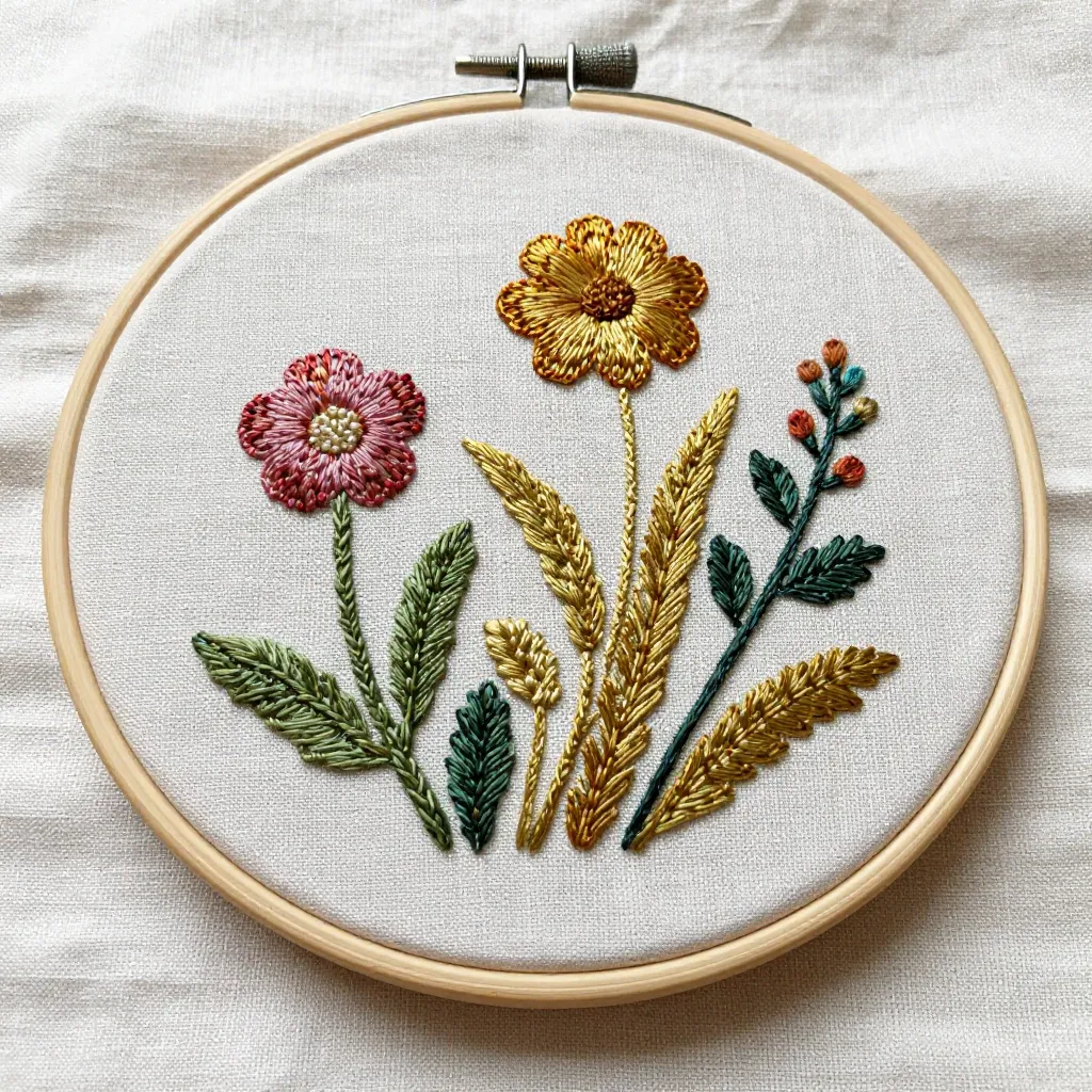 Custom botanical embroidery commission showing personalized design